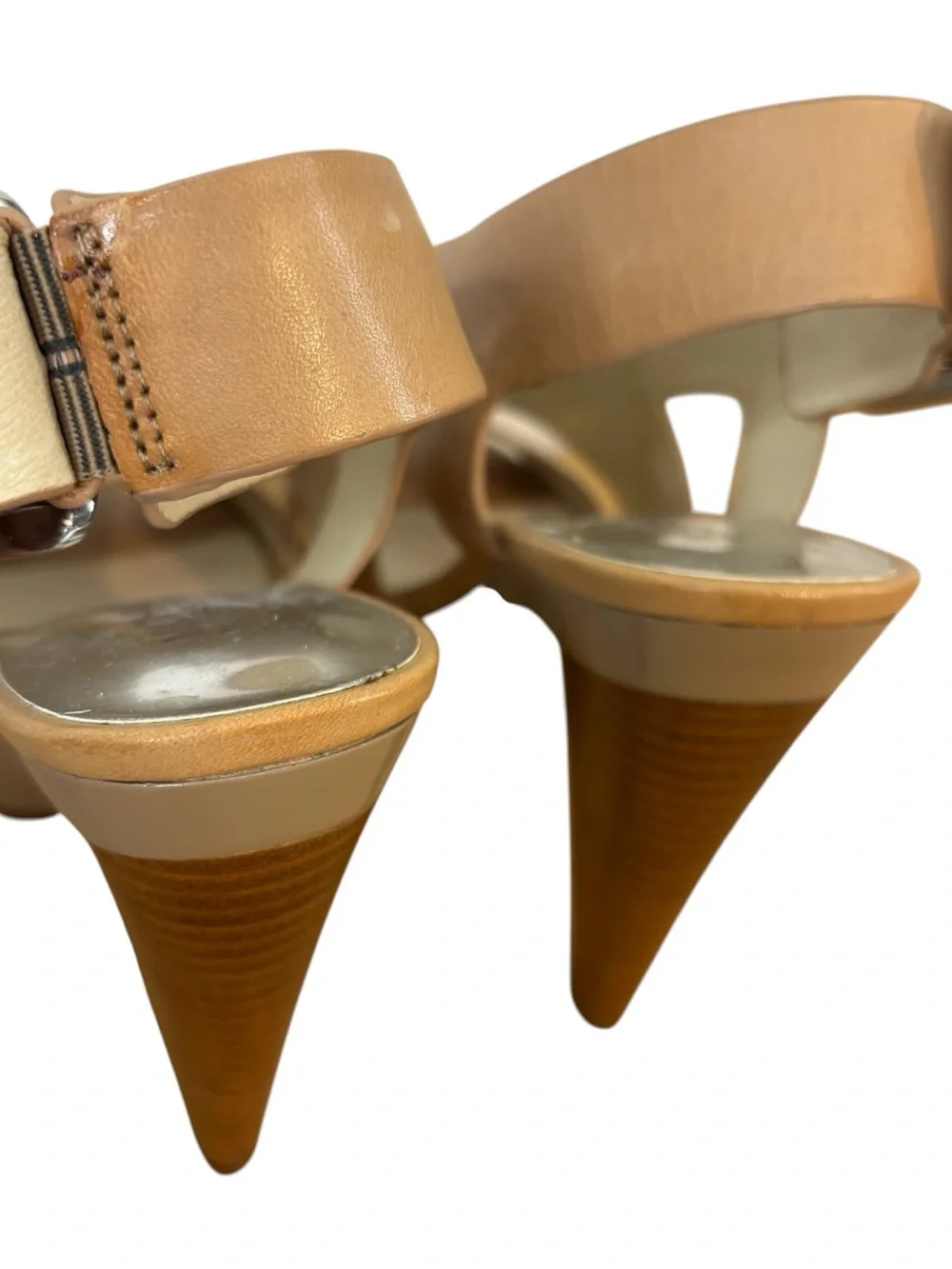Michael Kors Women's Platform Heels Sandals Open Toe Buckle Leather Tan Size
